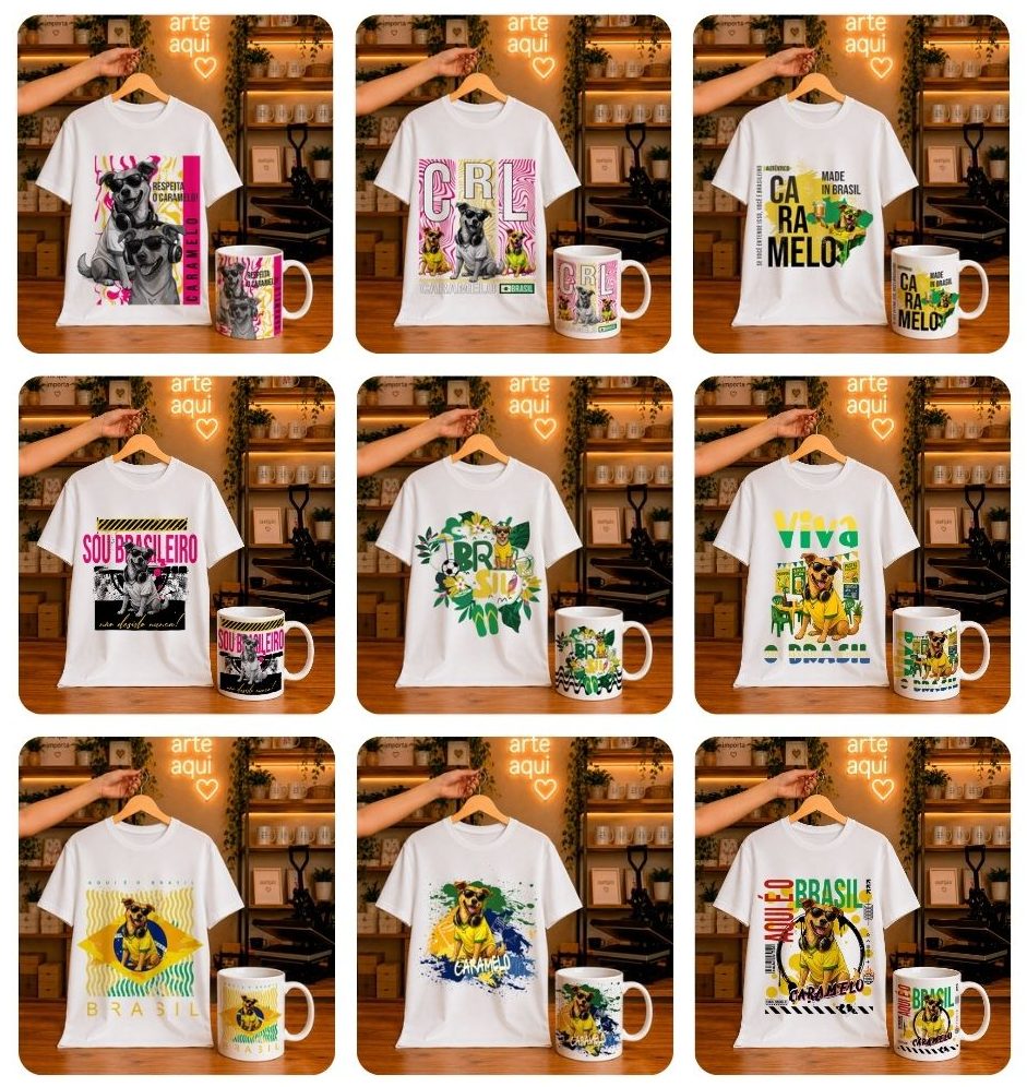 23 Artes para Caneca e Camisa Cãozinho Caramelo Brasil Arquivo em Png  4