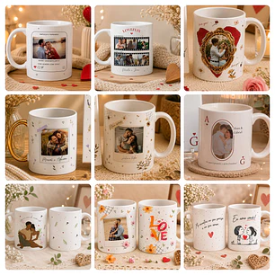 47 Artes para Caneca Dia dos Namorados Arquivos Editáveis em Canva