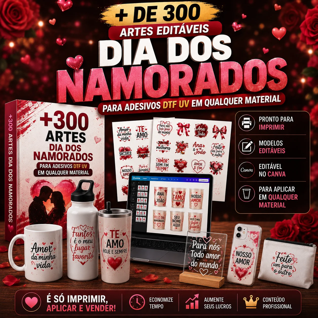 300 Artes para Dtf  Adesivos Dia dos Namorados Arquivo em Canva 1