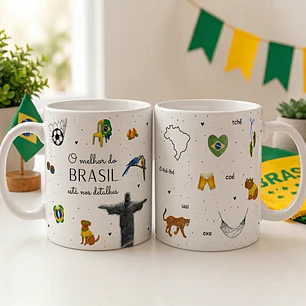 7 Artes para Caneca Brasil Copa do Mundo Arquivo Editável 