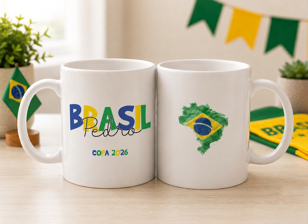 7 Artes para Caneca Brasil Copa do Mundo Arquivo Editável  5