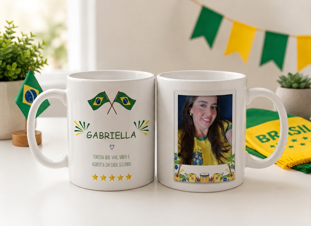 7 Artes para Caneca Brasil Copa do Mundo Arquivo Editável  7