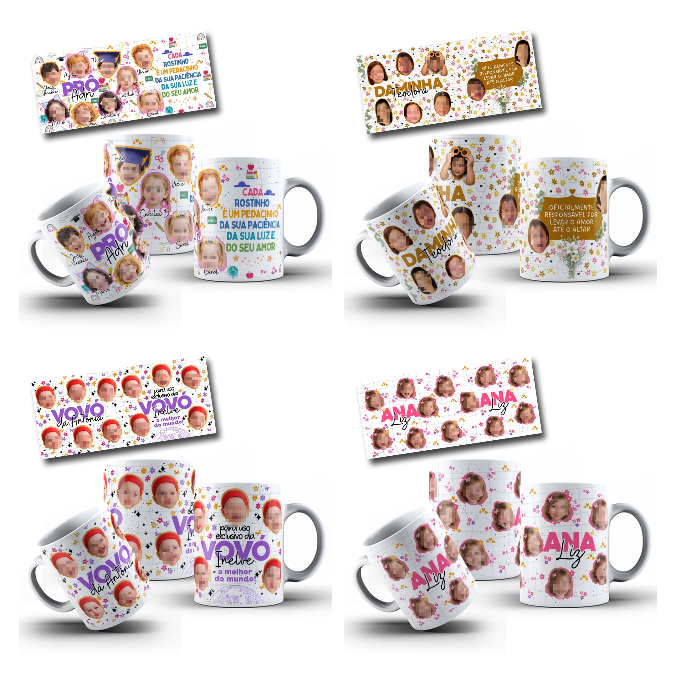 24 Artes Caneca e Xicara Rostinhos Crianças e Pets Arquivo em Canva  2
