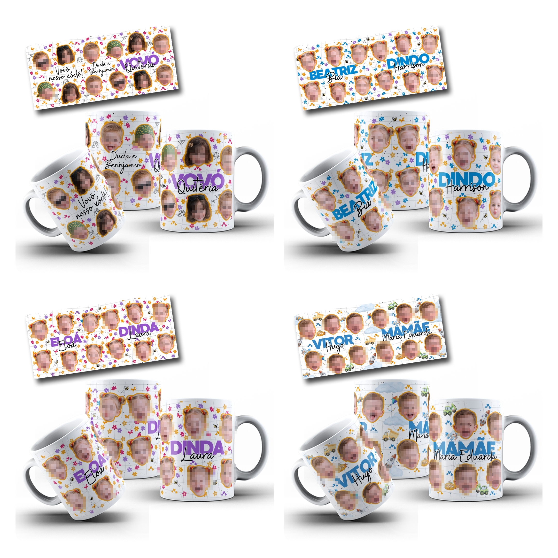24 Artes Caneca e Xicara Rostinhos Crianças e Pets Arquivo em Canva  3