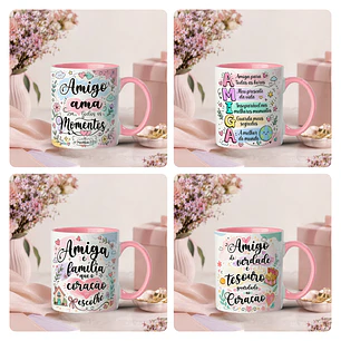 25 Artes para Caneca Amizades Amigas Arquivo Editável