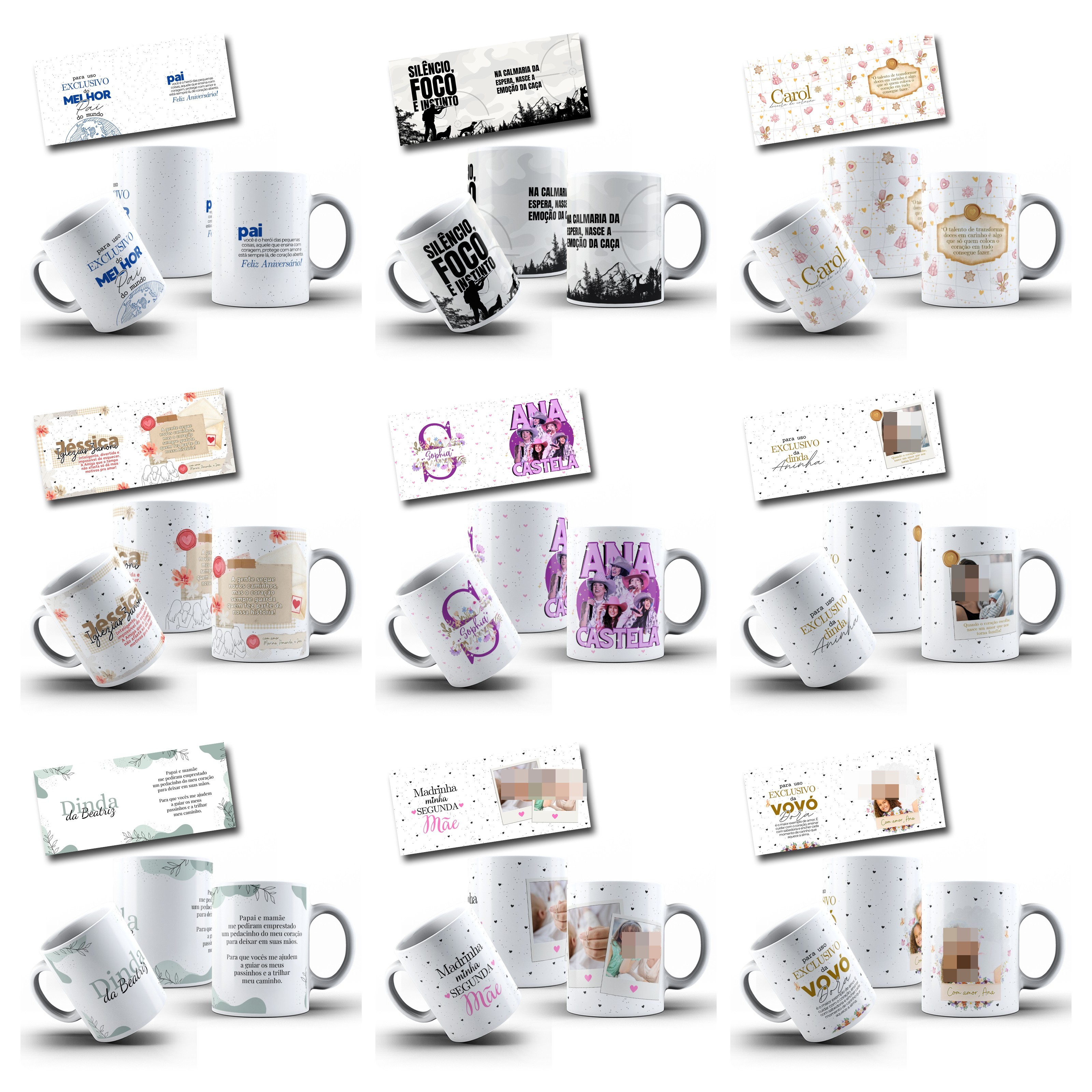 100 Artes para Caneca com Temas diversos Arquivo Editável 3