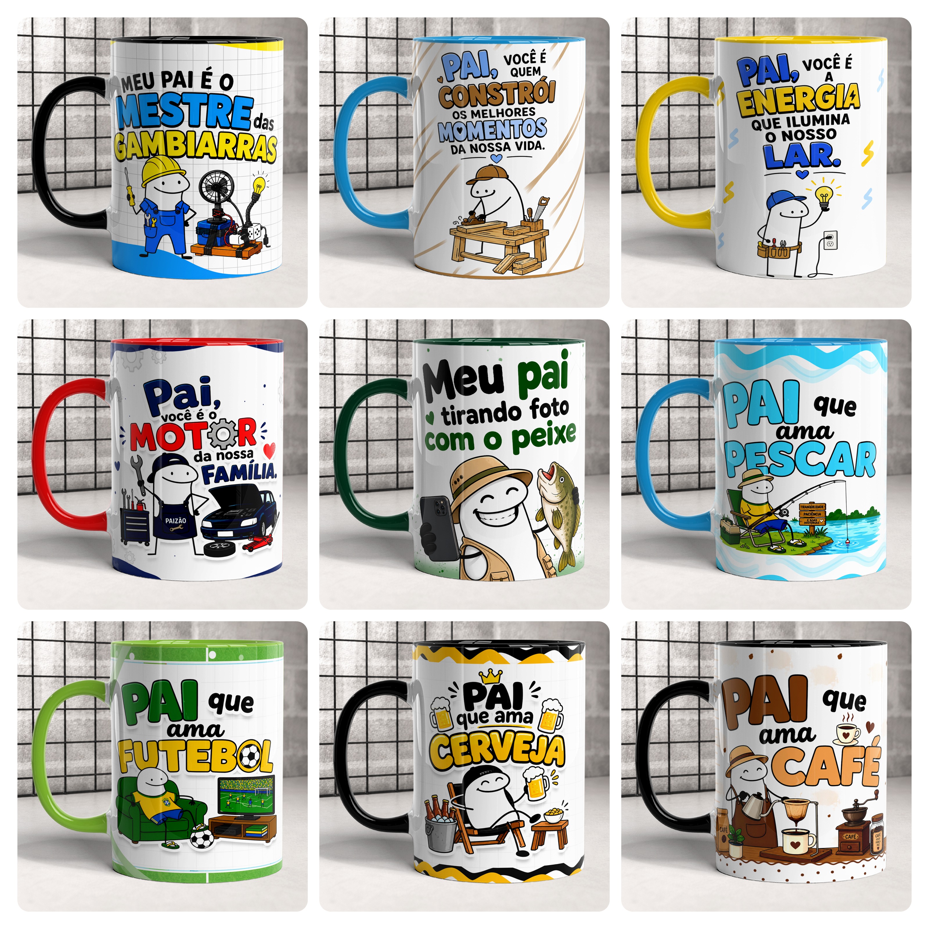 20 Artes para Caneca Dia dos Pai Flork Divertido Arquivo em Png 2