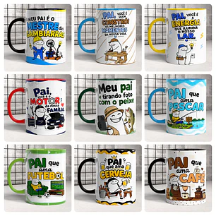 20 Artes para Caneca Dia dos Pai Flork Divertido Arquivo em Png