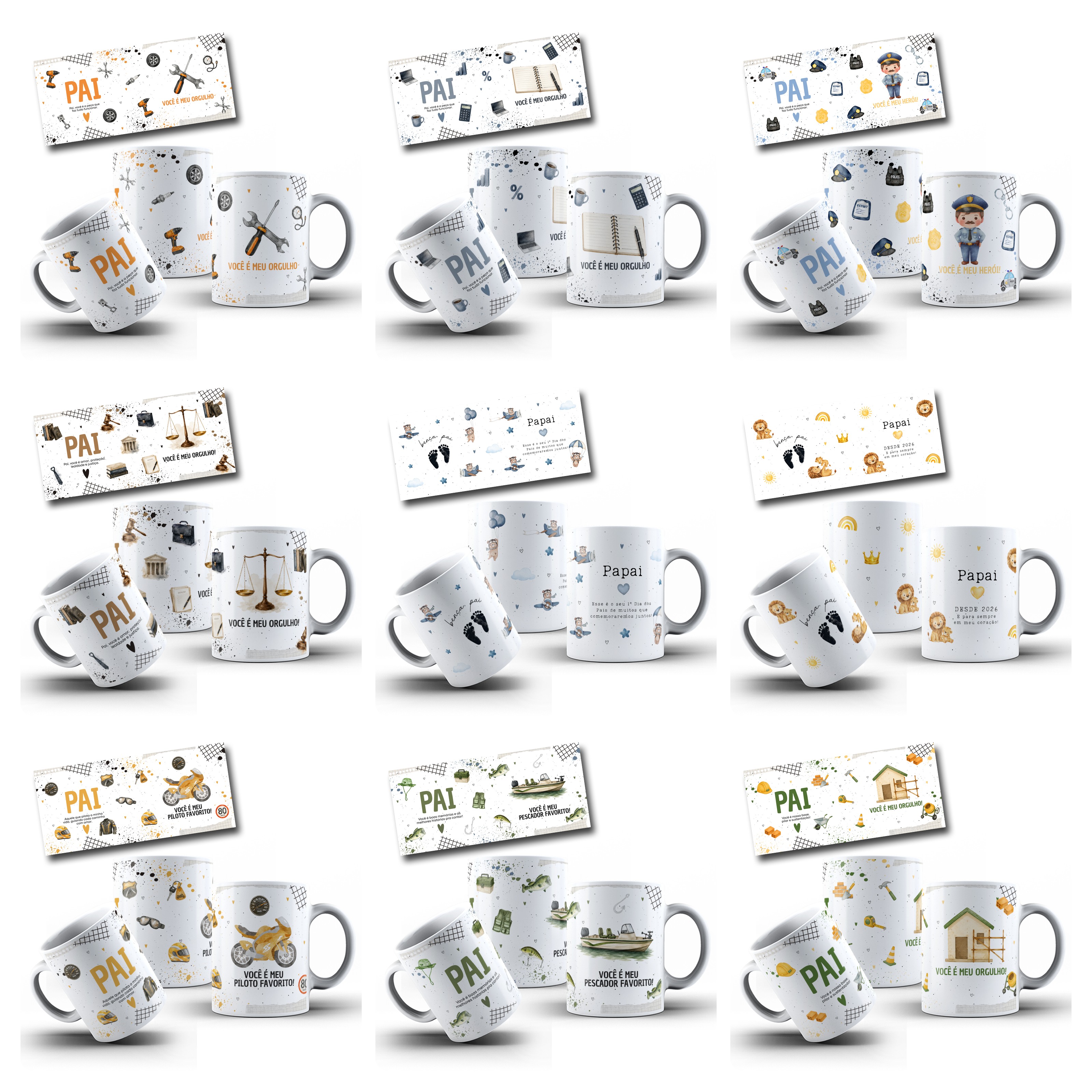 24 Artes para Caneca Dia dos Pais Minimalista Arquivo editável 11