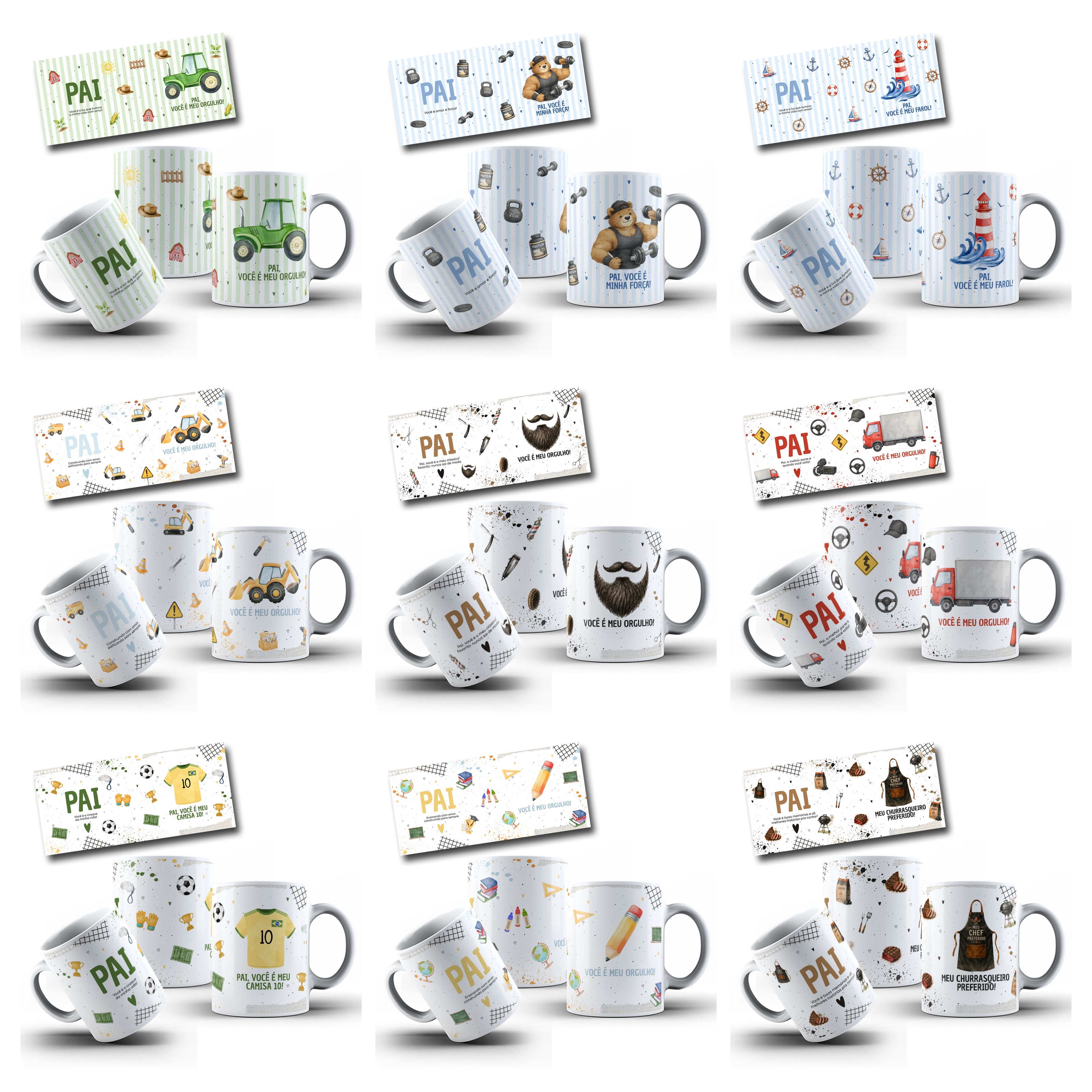 24 Artes para Caneca Dia dos Pais Minimalista Arquivo editável 12
