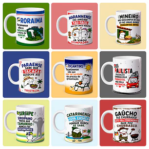 54 Artes para Caneca e Camisa Estados do Brasil Flork Divertido em Png