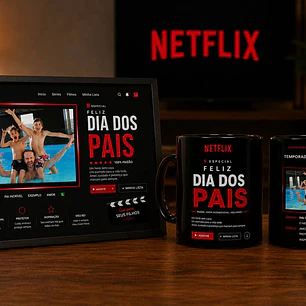 Arte para Caneca e Quadro Dia dos Pais Netflix Arquivo editável 