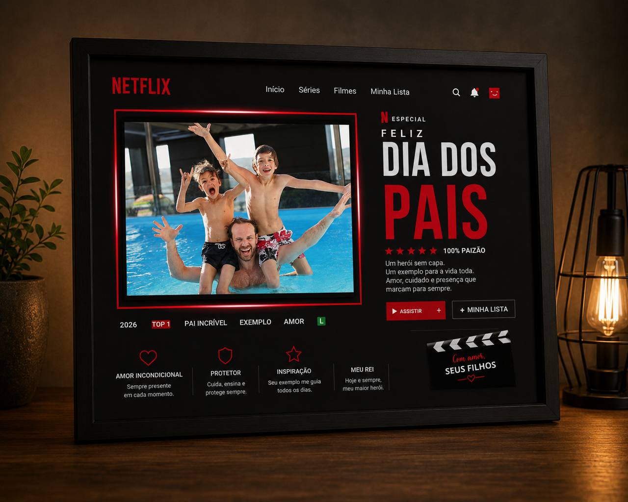 Arte para Caneca e Quadro Dia dos Pais Netflix Arquivo editável  2