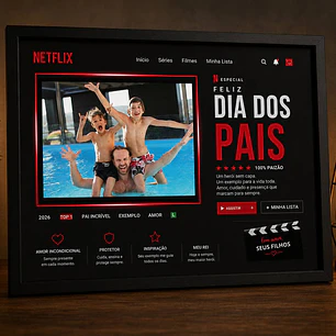 Arte para Caneca e Quadro Dia dos Pais Netflix Arquivo editável 