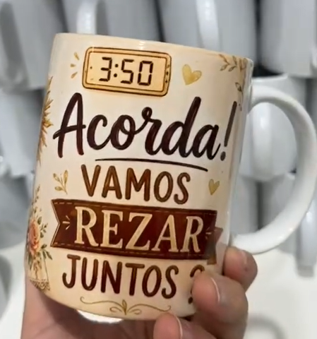 Arte Caneca Frei Gilson Acorda Vamos Rezar Juntos 3:50 Arquivos Jpg 3