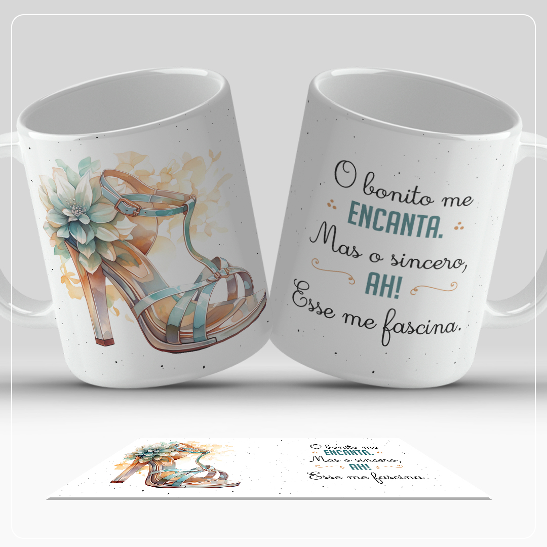 6 Artes para Caneca Frases Coleção Salto Alto Arquivo em Jpg 3