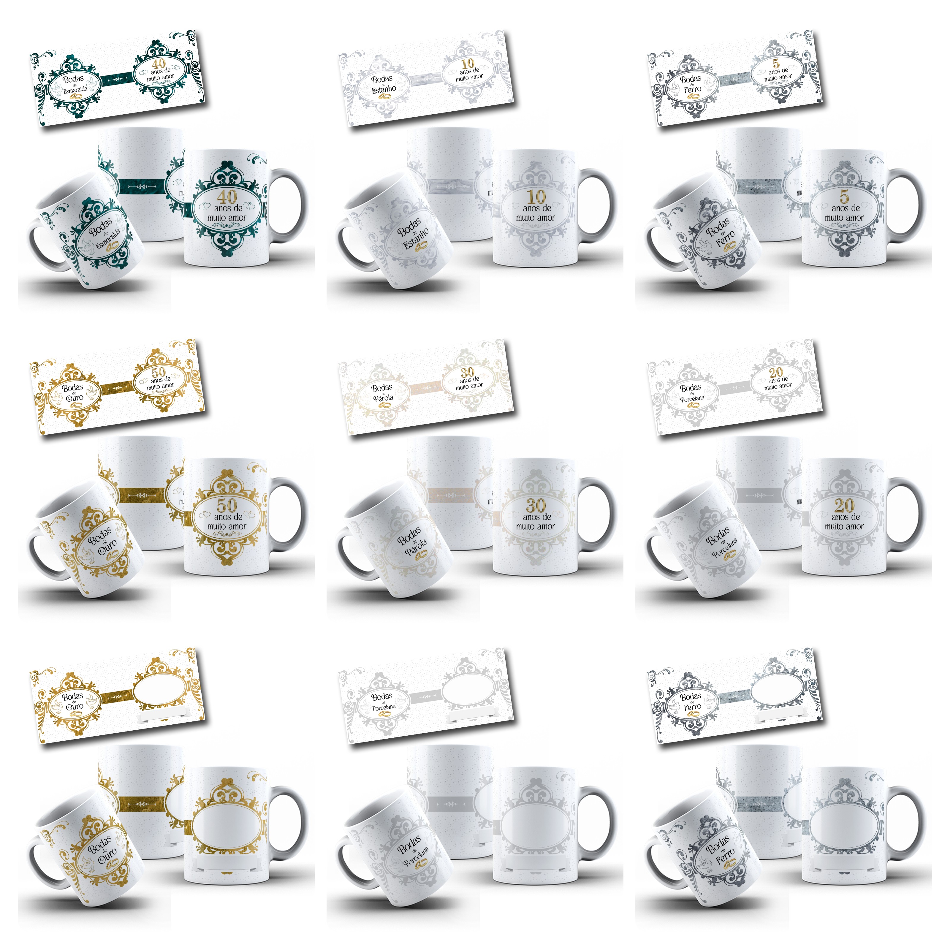 12 Artes para Caneca Bodas Arquivo em Png 1