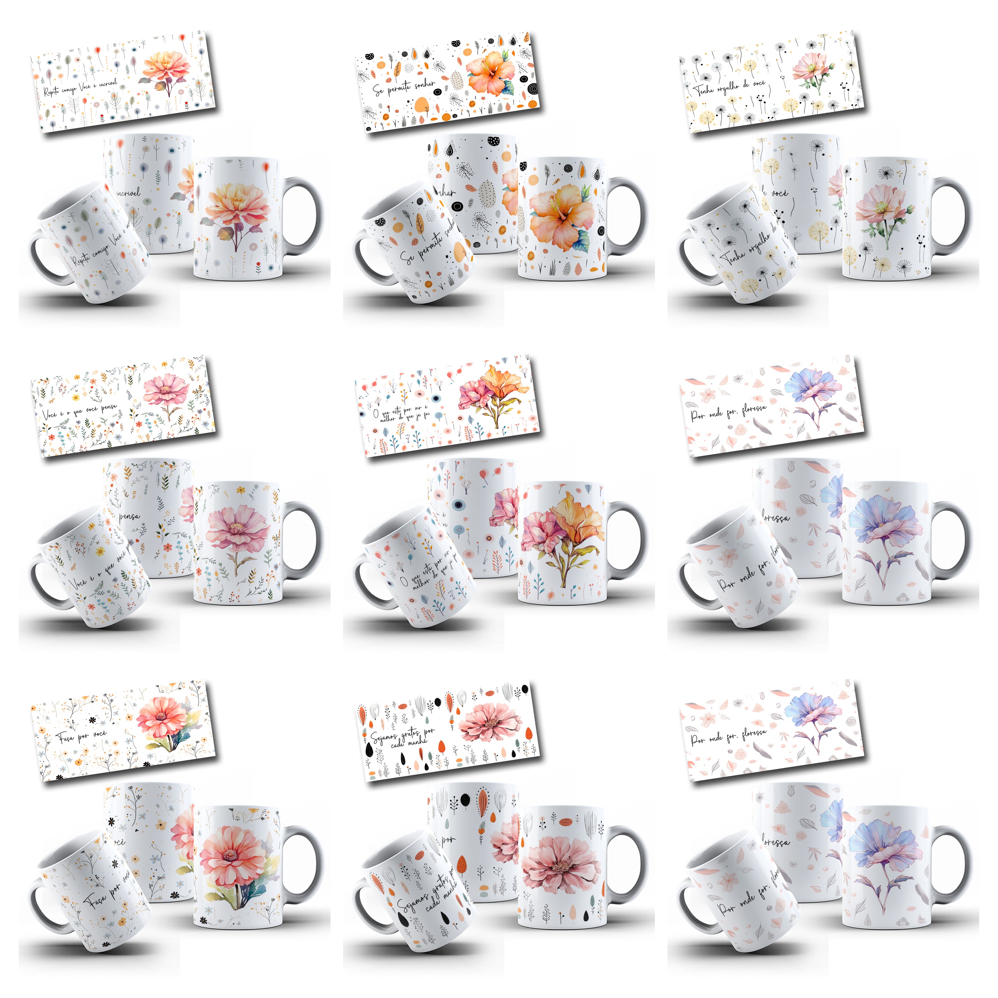 14 Artes para Caneca Floral Frases Arquivo em Jpg 2