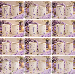 26 Artes para Caneca Alfabeto Flores do Campo Arquivo Editável
