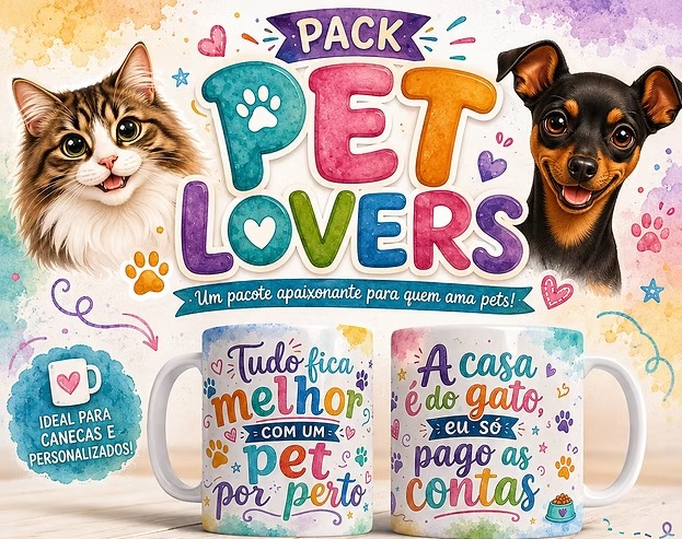 20 Artes para Caneca Cachorros Pets Lovers Arquivo em Jpg  1