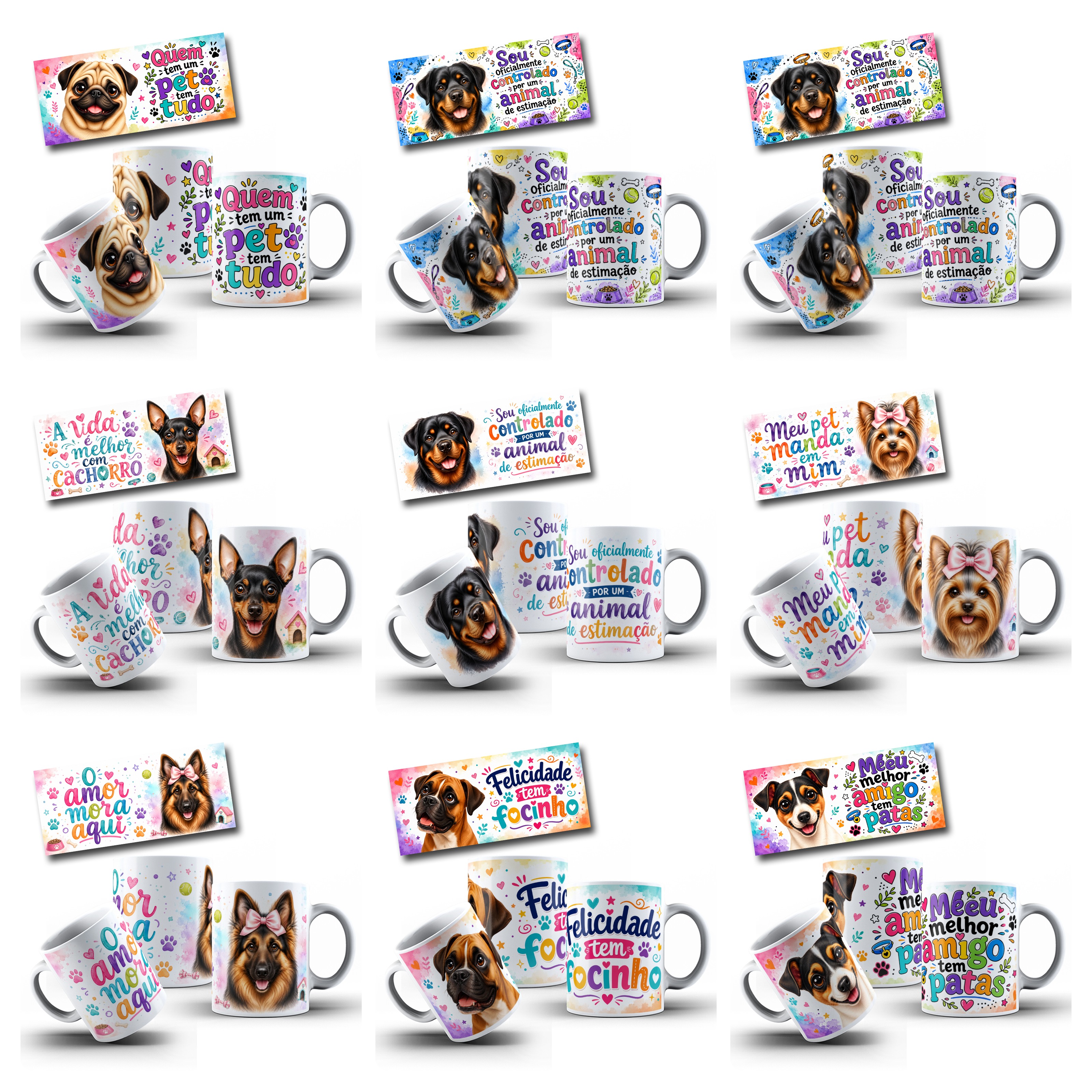 20 Artes para Caneca Cachorros Pets Lovers Arquivo em Jpg  2