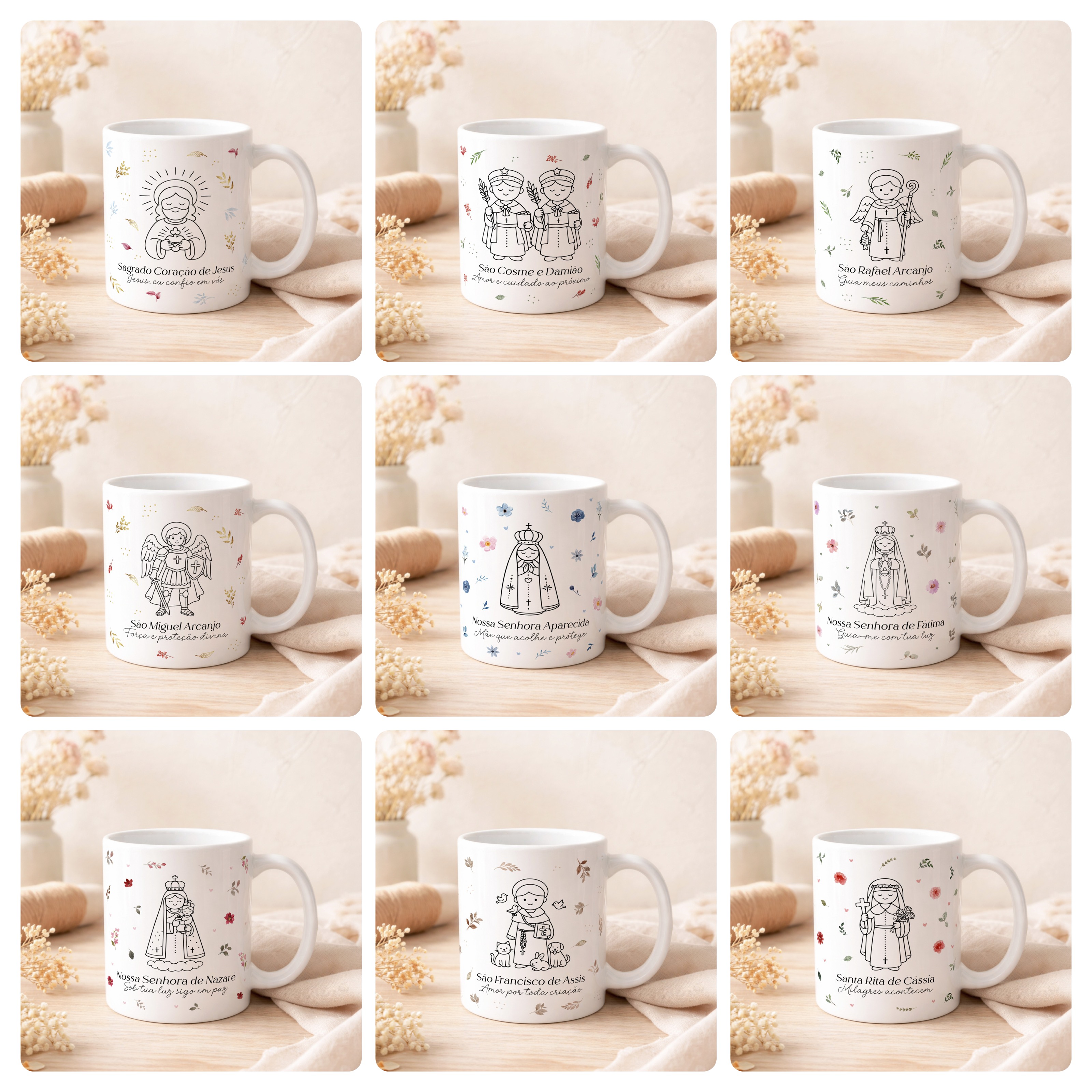 20 Artes para Caneca Santinhos Arquivo Editável  1