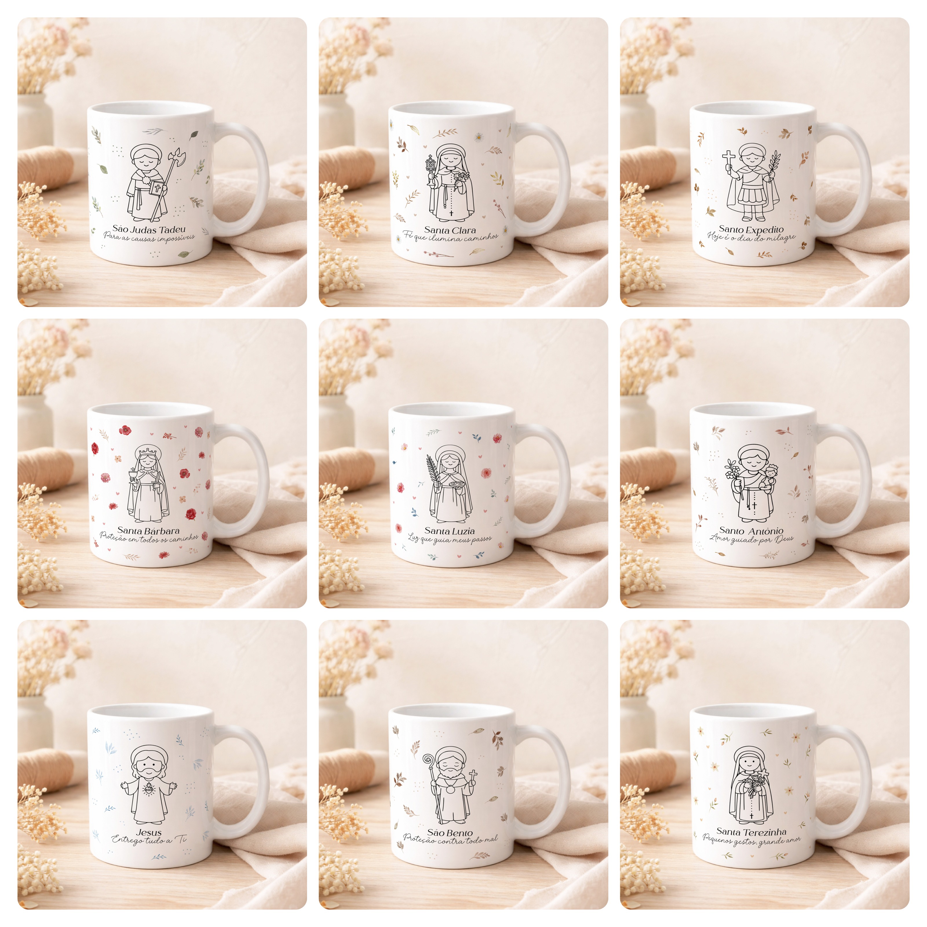 20 Artes para Caneca Santinhos Arquivo Editável  2