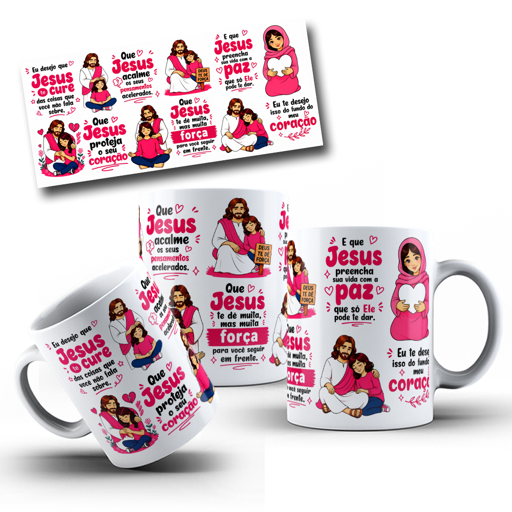 Arte para Caneca Eu desejo que Jesus te cure Arquivo em Jpg  1