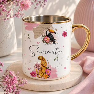 Arte para Caneca Menina Selvagem Onça Arquivo em Jpg