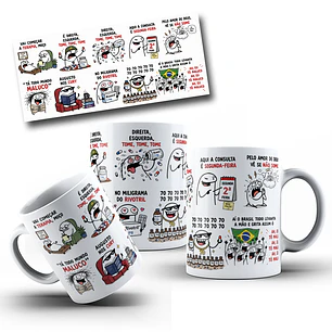 Arte para Caneca Vai começar a terapia moça, é direita, esquerda Flork Meme Viral Augusto Cury Arquivo em Jpg