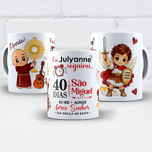 Arte para Caneca Frei Gilson 40 Dias Com São Miguel Arcanjo Arquivo em Jpg