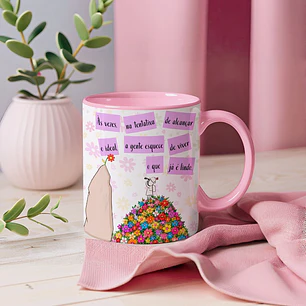 Arte para Caneca Às vezes na tentativa de alcançar o ideal a gente esquece de viver o que já é lindo Arquivo em Png 