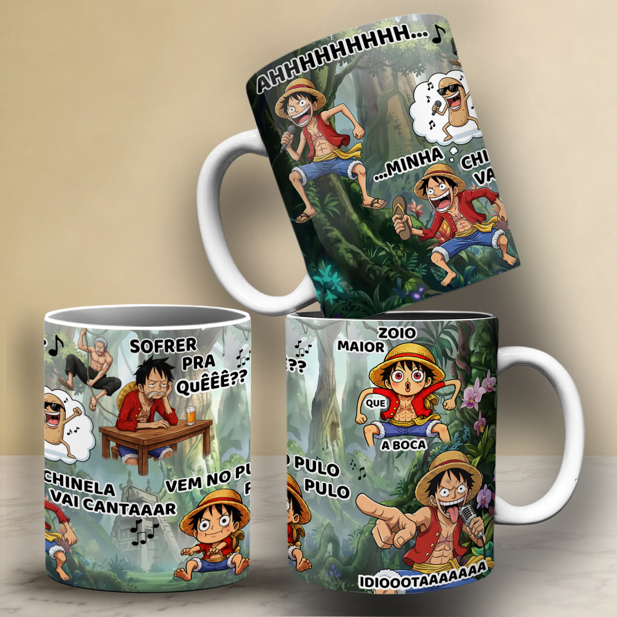 Arte para Caneca One Piece Luffy Skypea Arquivo em Png  1