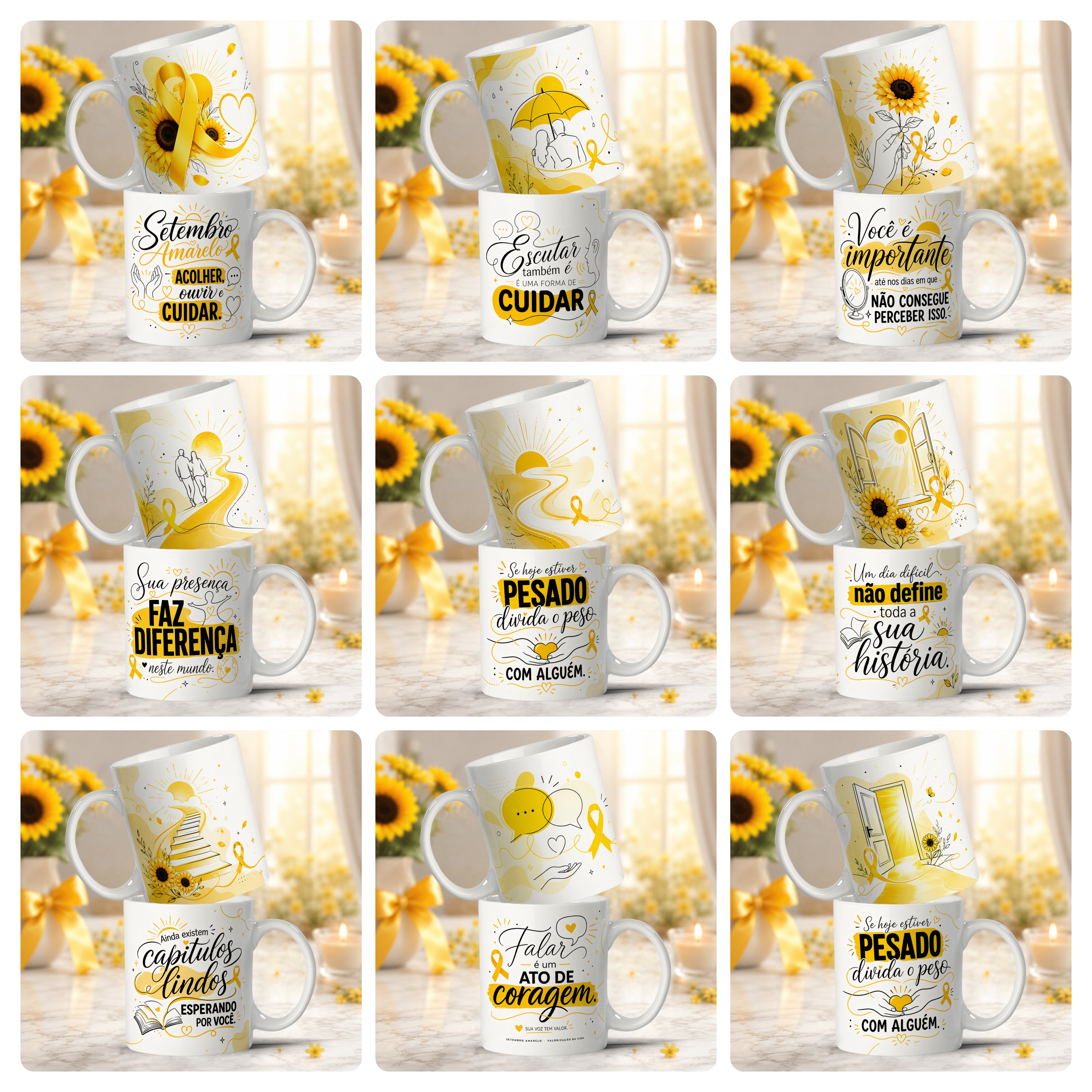 32 Artes para Camisa e Canecas Setembro Amarelo Arquivo em Png 3