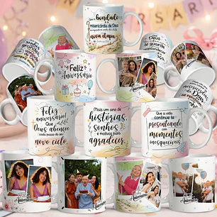 32 Artes para Caneca Aniversário O Presente de Celebrar a Vida Arquivo Editável 
