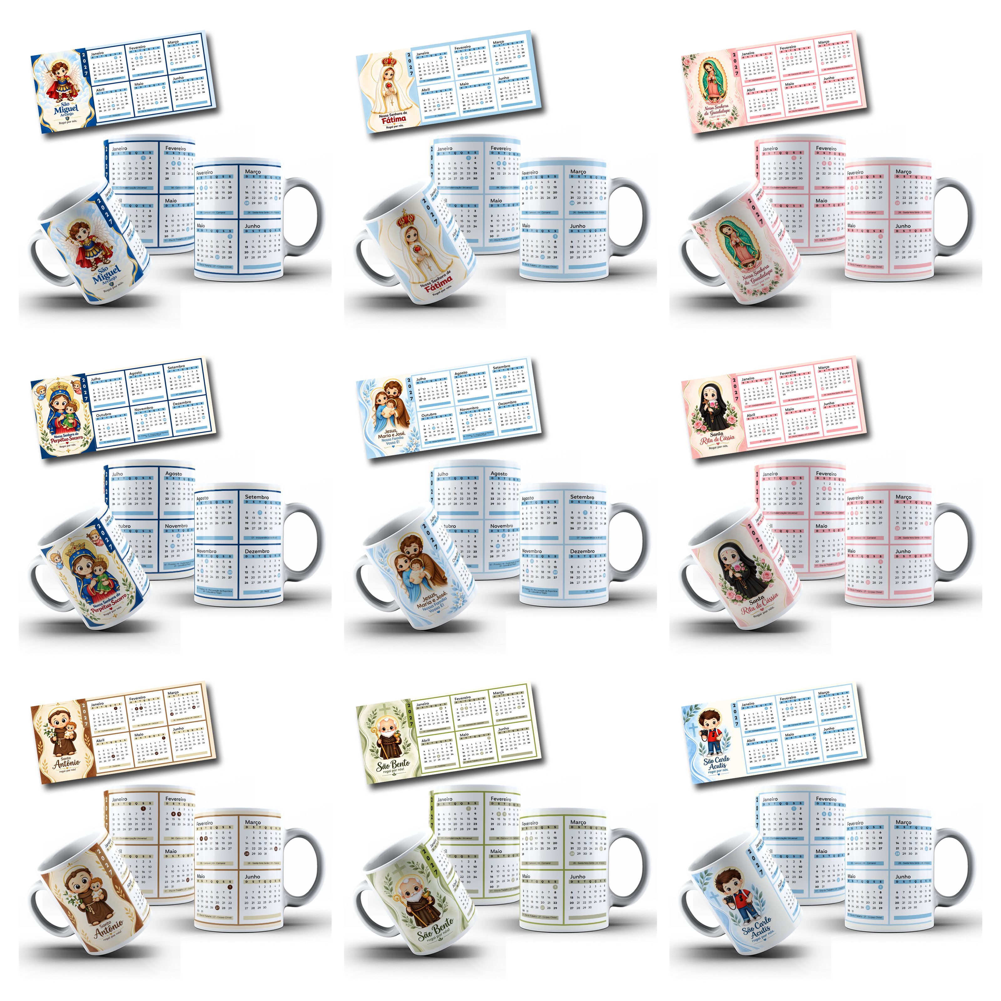 20 Artes para Caneca e Calendário 2027 Santinhos Arquivo em Jpg 3