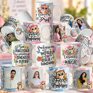 21 Artes para Caneca Dia Dos Professores Coruja Arquivo Editável 