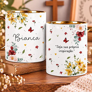 8 Artes para Caneca Frases Inspira e Floresça Arquivo em Jpg