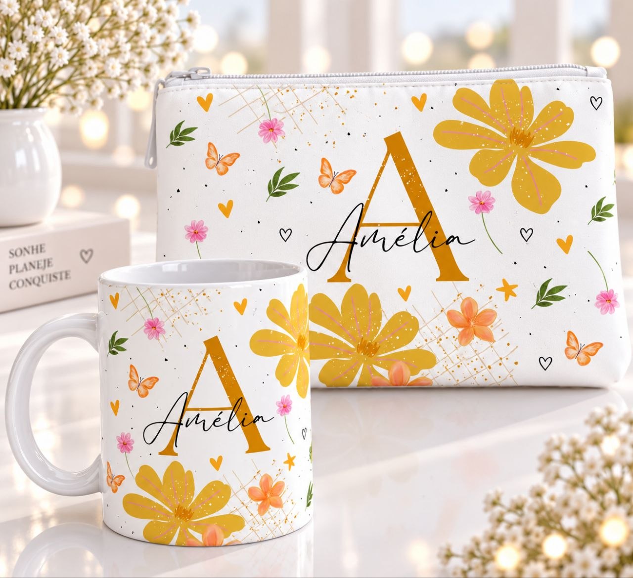 Artes para Caneca Alfabeto Coleção Flores do Amanha em Canva 1