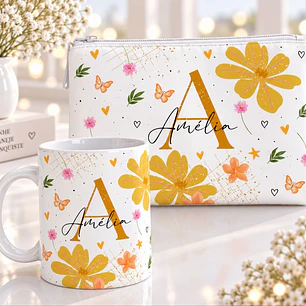 Artes para Caneca Alfabeto Coleção Flores do Amanha em Canva