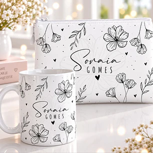 Artes para Caneca Alfabeto Coleção Flores do Amanha em Canva