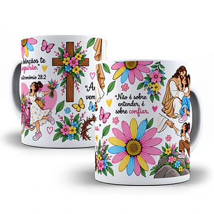 Arte para Caneca As bênçãos te seguirão - Versiculo Deuteronômio 28:2 Rosa Arquivo em Png 