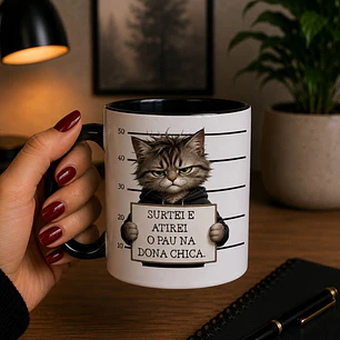 Arte para Caneca Gato Surtei e atirei o pau na dona Chica Arquivo em Png