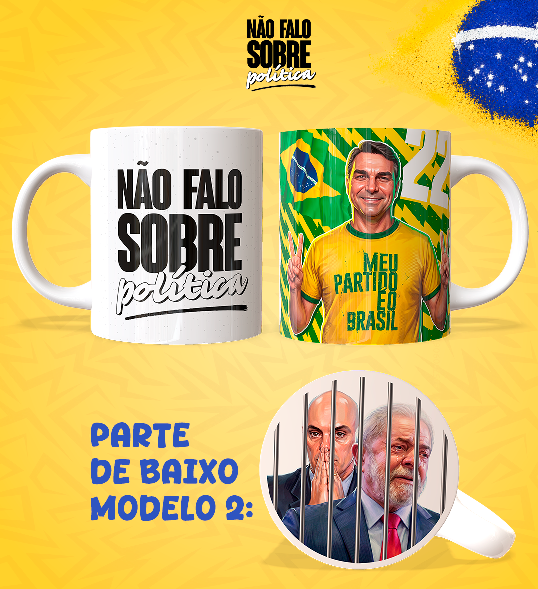 Artes para Caneca Não Falo sobre Politica Flávio Bolsonaro em Png  1