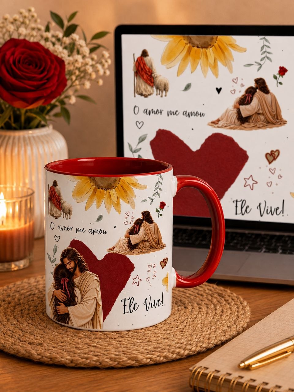 Artes para Caneca Jesus o amor me amou ele vive! Jesus é meu Caminho em Png 1