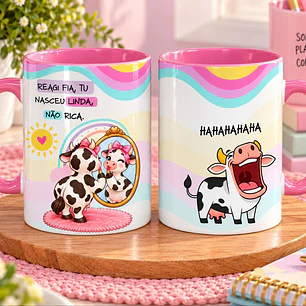 Artes para Caneca Reagi fia, tu nasceu linda, Não rica - Vaquinha em Png