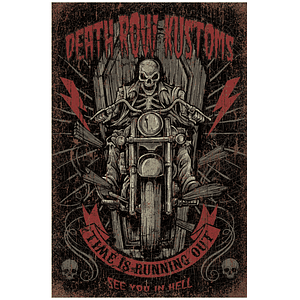 Cartel Metálico Death Row Kustoms Coffin Skull Rider Moto