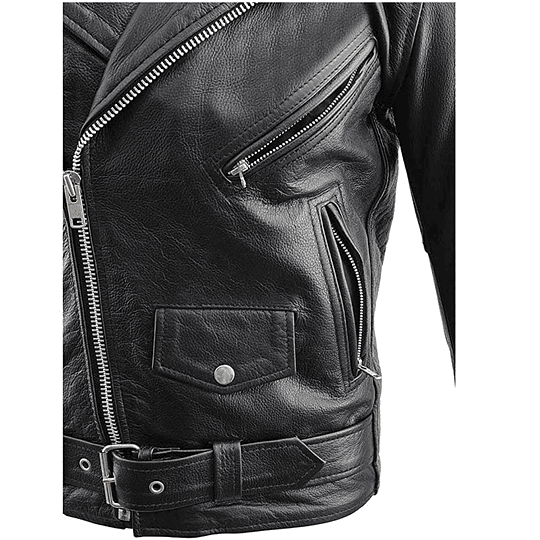 Chaqueta de Cuero Milwaukee Leather Estilo Ramonera para Motos - Image 5