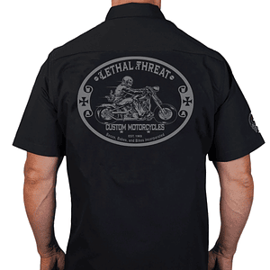 Camisa Estilo Mecánico de Moto Custom Motorcycle Skull