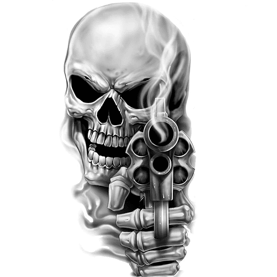 I Shoot Back Gun Skull Mini Calcomania / Sticker Moto